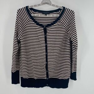 Lane Bryant black white rose gold metallic threaded button down cardigan